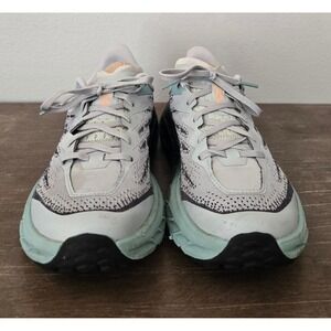 Hoka Athletic Shoes in Light Gray and Teal
